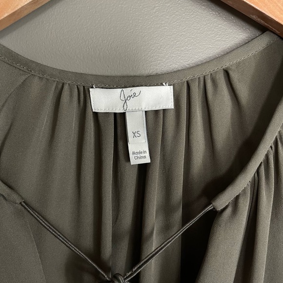 Joie Airlan Tank Top Sz XS Silk Tassel Sleeveless Blouse Olive Army Green Sheer - Picture 10 of 16